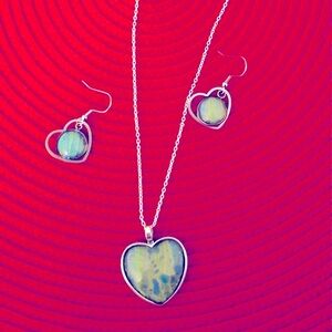 One-of-a-kind Handmade heart earrings/necklace set. Choose which chain you want.